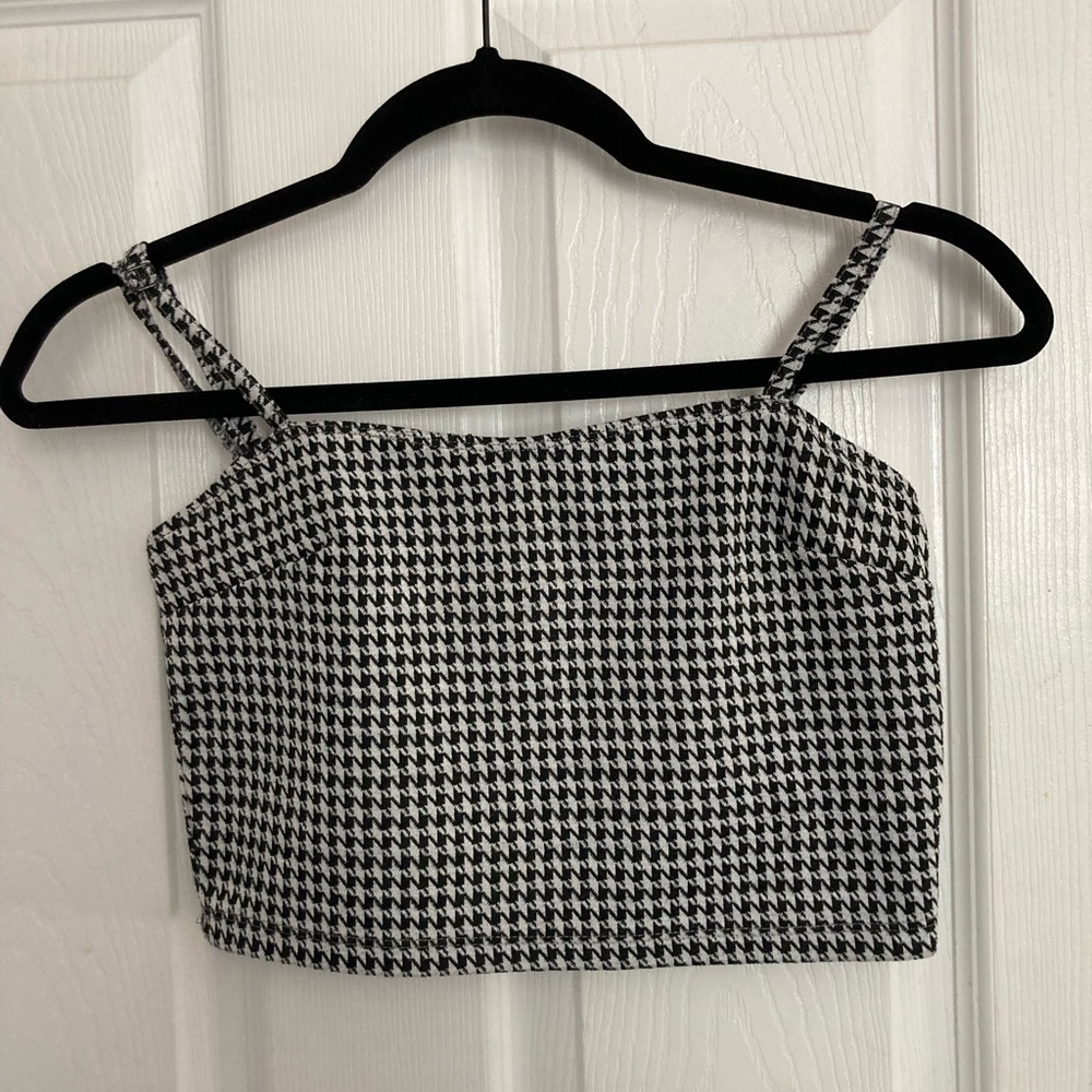 Houndstooth pattern cropped tank top
